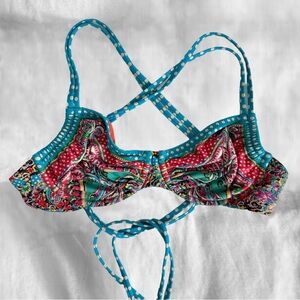 Profile Blush multi color Bikini Top size small